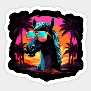 Retro Wave Canadian Horse Sticker